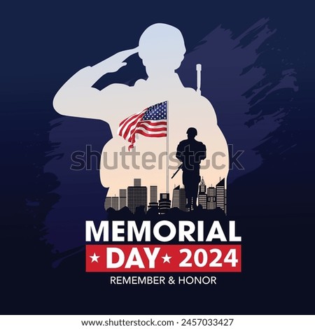 happy memorial day USA. American soldier with flag. vector illustration design