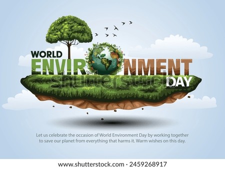 world environment day poster. green plant and globe. abstract vector illustration design.