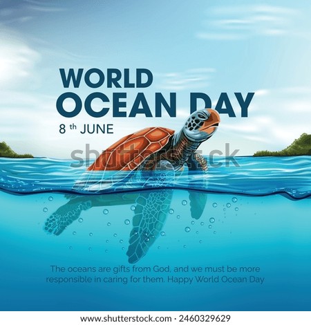  save our oceans. World oceans day design with turtle. abstract vector illustration design