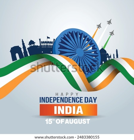 happy independence day India. 3d flag with air jet. abstractvector illustration design