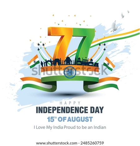 happy independence day India. 77 with Indian flag. abstract vector illustration design