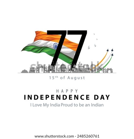 happy independence day India. 77 with Indian flag. abstract vector illustration design