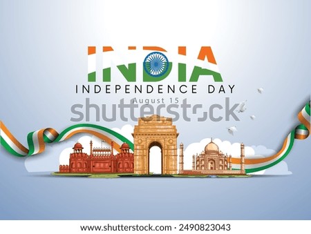 Happy independence day of India. monument and Landmark. abstract vector illustration graphic design.