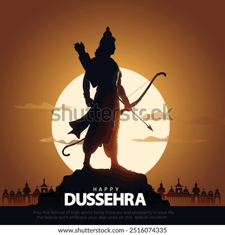 Happy Dussehra festival of India. of Lord Rama killing Ravana. vector illustration design