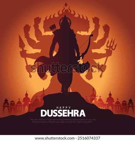 Happy Dussehra festival of India. of Lord Rama killing Ravana. vector illustration design