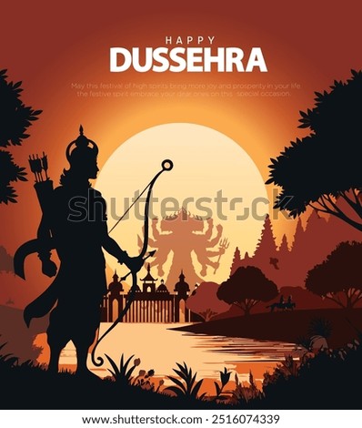 Happy Dussehra festival of India. of Lord Rama killing Ravana. vector illustration design