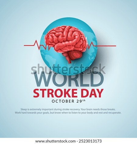 World stroke day with red Brain and world sign. abstract vector illustration design