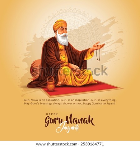 happy Guru Nanak Jayanti festival greeting card design. India Hindu Sikh celebrating birthday of Guru Nanak Dev. abstract vector illustration.