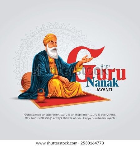 happy Guru Nanak Jayanti festival greeting card design. India Hindu Sikh celebrating birthday of Guru Nanak Dev. abstract vector illustration.