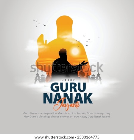 happy Guru Nanak Jayanti festival greeting card design. India Hindu Sikh celebrating birthday of Guru Nanak Dev. abstract vector illustration.