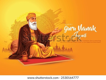 happy Guru Nanak Jayanti festival greeting card design. India Hindu Sikh celebrating birthday of Guru Nanak Dev. abstract vector illustration.