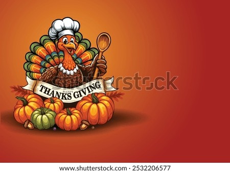 Happy Thanksgiving Day banner with Thanksgiving turkey cute cartoon style. abstracy vector illustration design