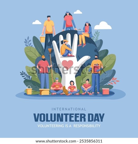 world International Volunteer day wishes. abstract vector illustration design