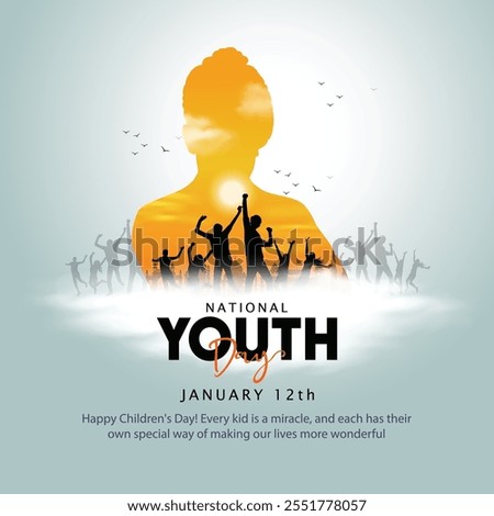 January 12 Happy Indian National Youth day greeting card, people group. abstract vector illustration design