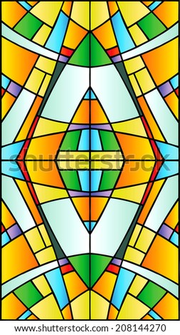 Abstract geometric composition,stained glass wiindow style