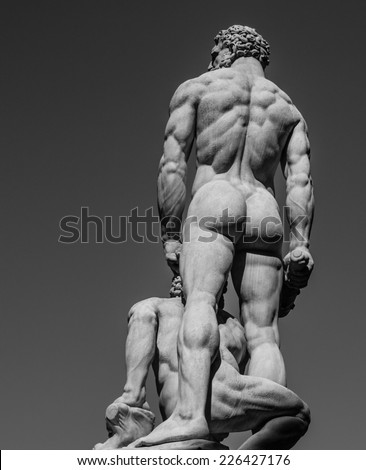 Heracles And Cacus back by Baccio Bandinelli located on Piazza Signoria in Florence