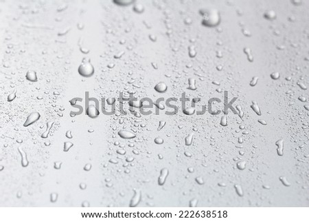 water drops texture closeup on shiny metallic surface background