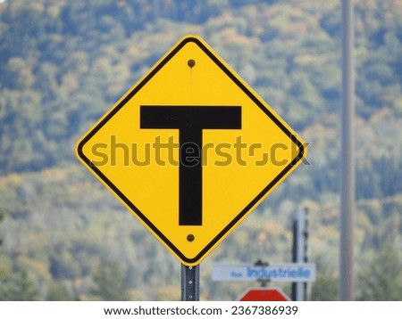 Image, Stock Photo T-intersection road sign