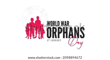 Creative Template Design for World War Orphans Day. Welfare Campaign for World War Orphans Day. Editable Illustration of Orphan Kids. 商業照片 © 