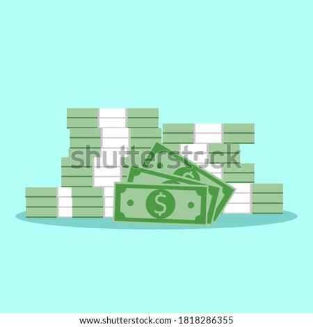 money bills. dollar cash paper bank notes. cash heap pile. currency stack vector