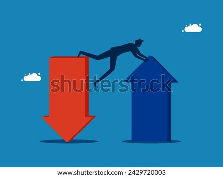 Investment volatility. Investors try to decide between the up and down arrows 