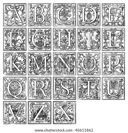 Old Decorative Alphabet From 16th Century Stock Photo 40611862 ...