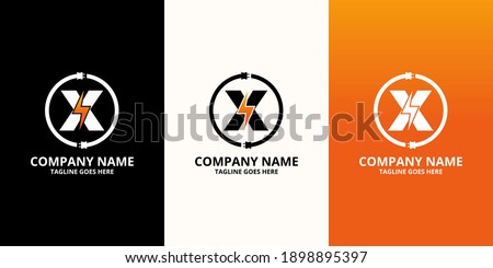 Flash initial letter X Logo Icon Template. Illustration vector graphic. Design concept Electrical Bolt and electric plugs With letter symbol. Perfect for corporate, more technology brand identity