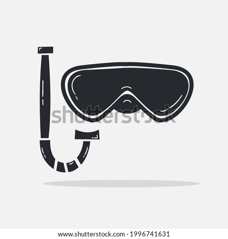 Hand drawn Mask and snorkel icon Design Template. Illustration vector graphic. doodle Mask and snorkel black glyph style isolated on white background. Summer vacation and leisure symbol.