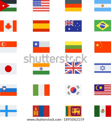 national flags collection set icons 