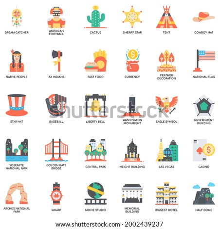 America Symbols elements color Thin Line and Pixel Perfect Icons