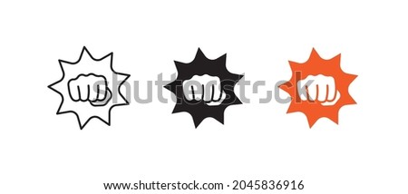 fist punching knockout line art vector icon for websites