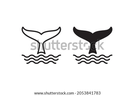 Whale tail and waves icon design vector