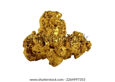 The biggest Gold nugget isolated on white. Close-up Imagine de stoc © 