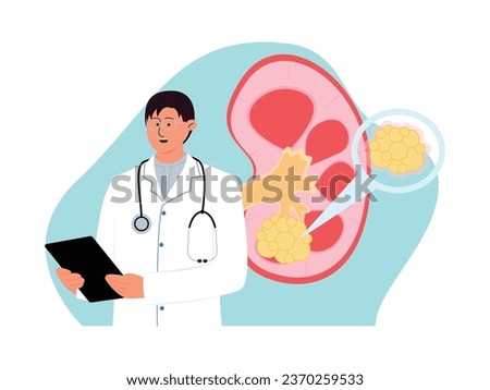 Nephrology specialist doctor, kidney health care, disease prevention, medicine vector illustration.