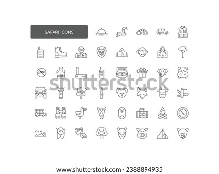 Safari icon set. Outline icon collection. Editable stroke. Vector illustration