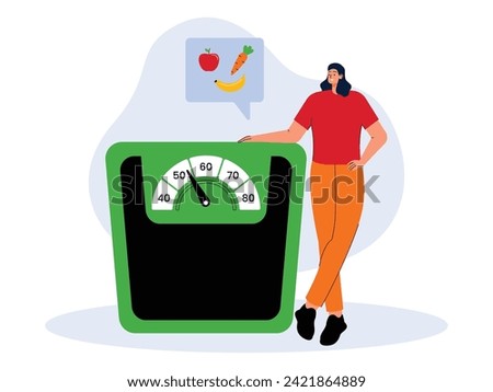 Healthy food can create an ideal body, weight loss vector illustration.