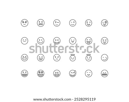 Face Emoji icon set, design, vector illustration