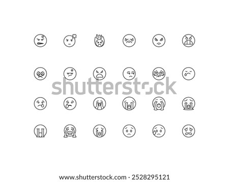 Face Emoji icon set, design, vector illustration