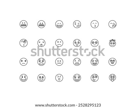 Face Emoji icon set, design, vector illustration