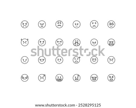 Face Emoji icon set, design, vector illustration