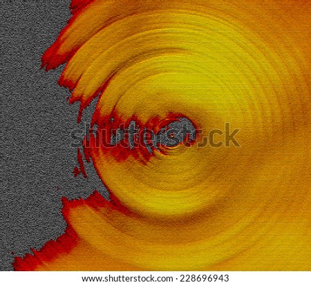 Abstract background of spin circle radial motion blur in metallic yellow gold, red, grey, in texture effect