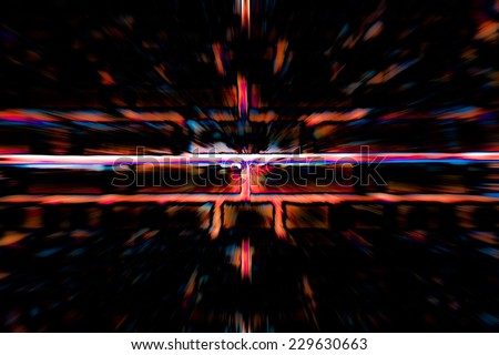 Abstract zoom blur dark background of a brick wall orange and black tone