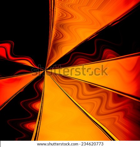Abstract dark background  of triangle tile with wave or current in black, red, yellow and orange