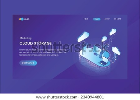 Cloud Storage Isometric Concept Landing Page