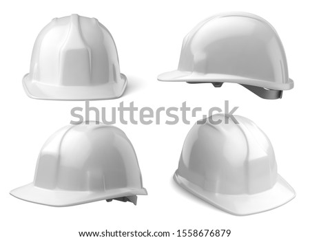 Vector white safety helmets on white background