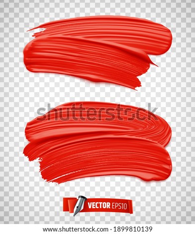 Vector realistic red paint brush strokes on transparent background Foto d'archivio © 