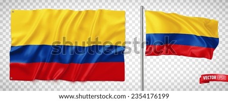 Vector realistic illustration of Colombian flags on a transparent background.