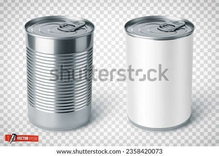 Vector realistic illustration of tin cans on a transparent background.