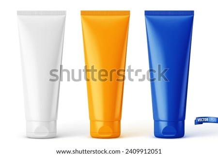 Vector realistic illustration of cosmetic tubes on a white background.