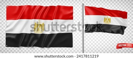 Vector realistic illustration of Egypt flags on a transparent background.